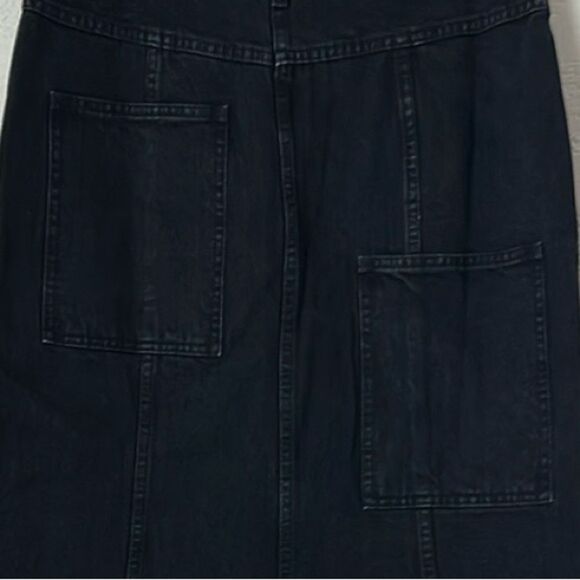 Tibi Size 29 Black Low Rise Denim Jean Midi Skirt with Front Slit - Picture 5 of 10